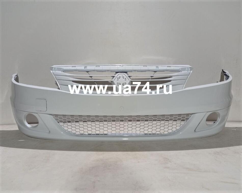 Бампер под птф. в сборе Renault Logan 10-13 Россия (Белый лед)